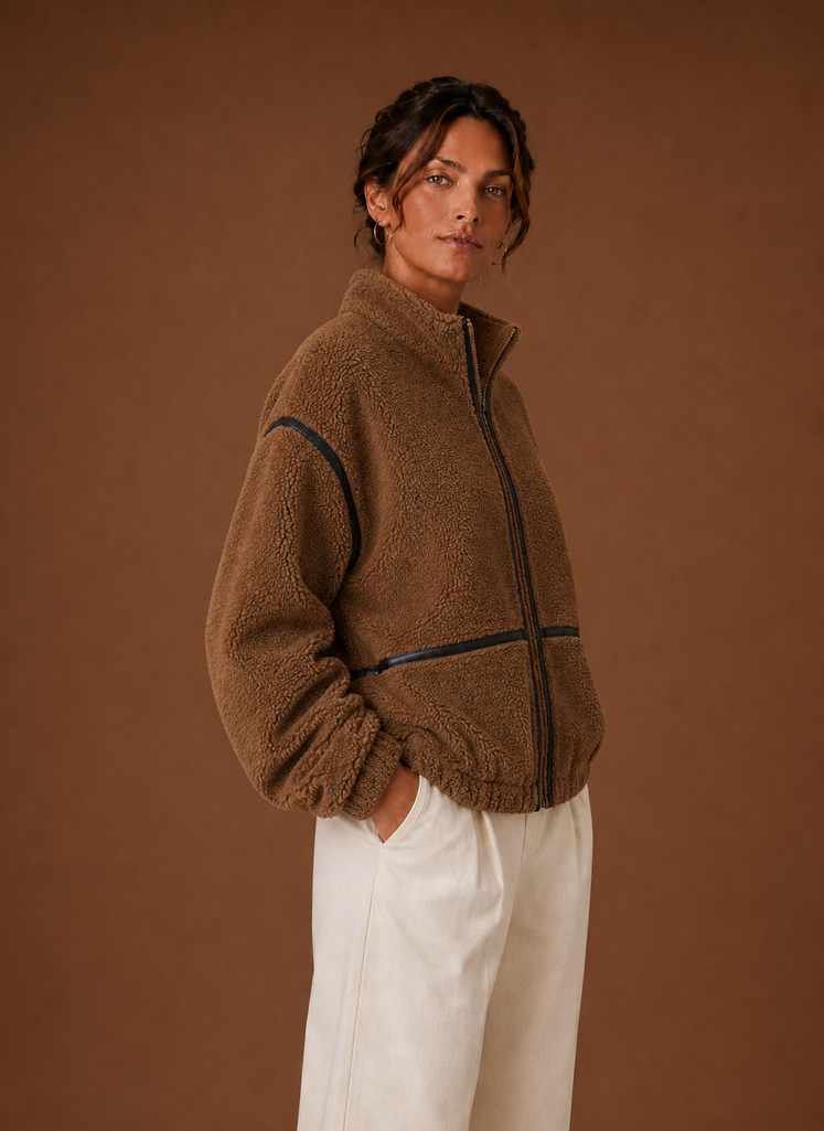 Capucine – Veste Sherpa Zippée Femme Col Montant
