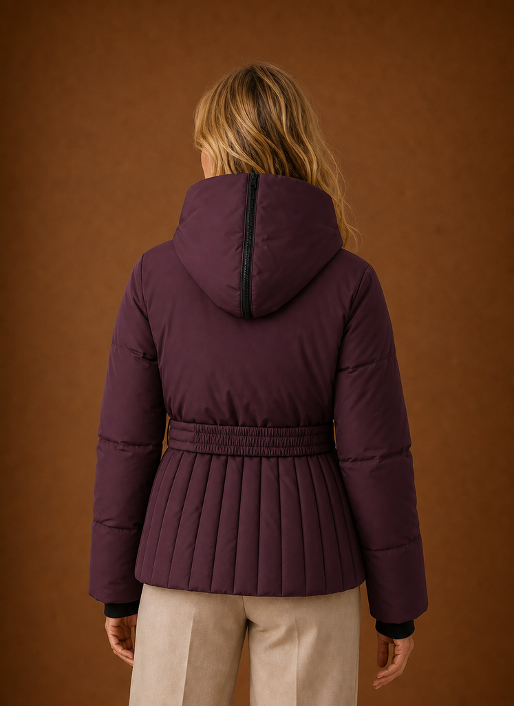Apolline – Veste Matelassée Ceinturée Femme Détail Plissé