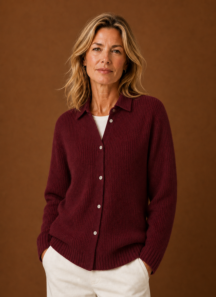 Pétale – Gilet Boutonné Femme en Maille