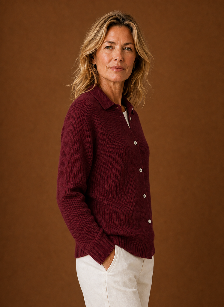 Pétale – Gilet Boutonné Femme en Maille