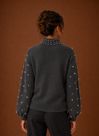 Nacre – Pull Femme Orné de Perles