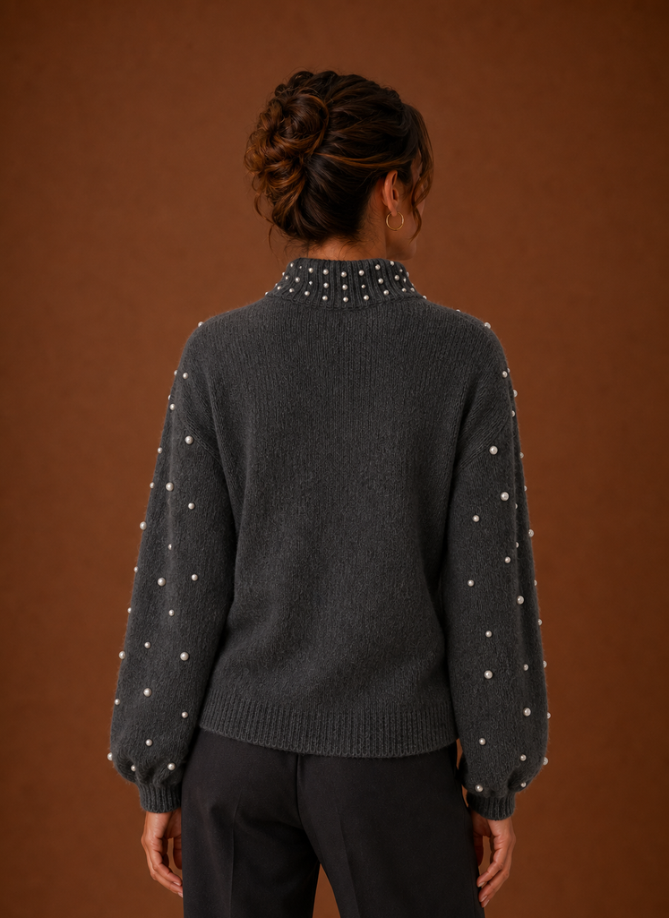 Nacre – Pull Femme Orné de Perles
