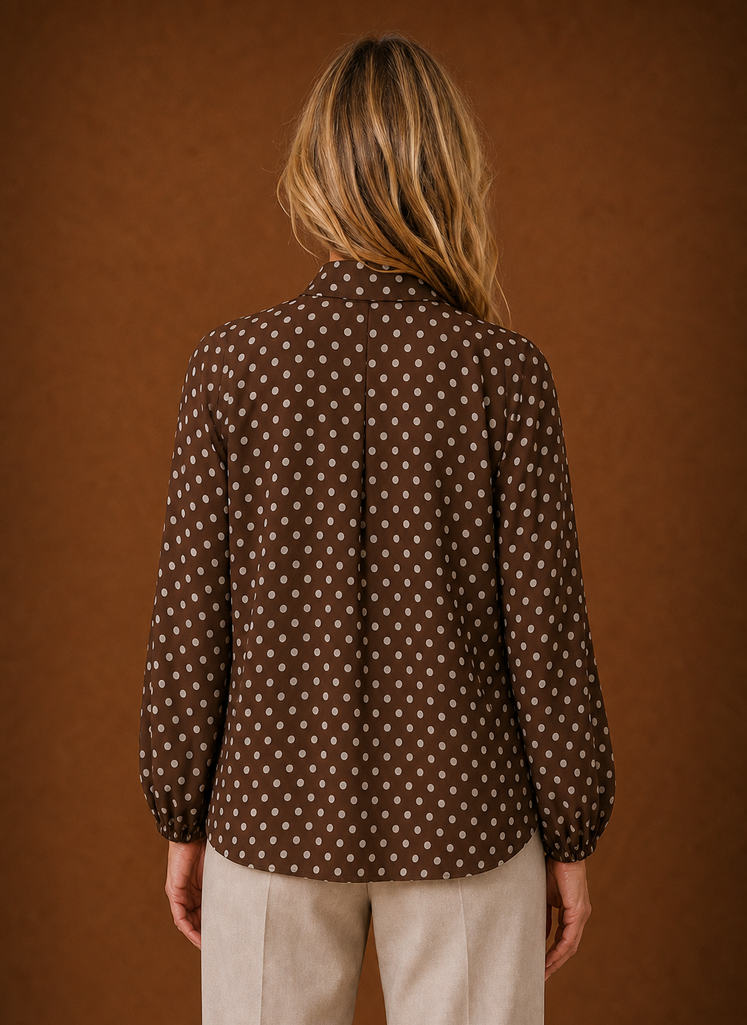 Colette – Chemisier à Pois Femme Manches Longues