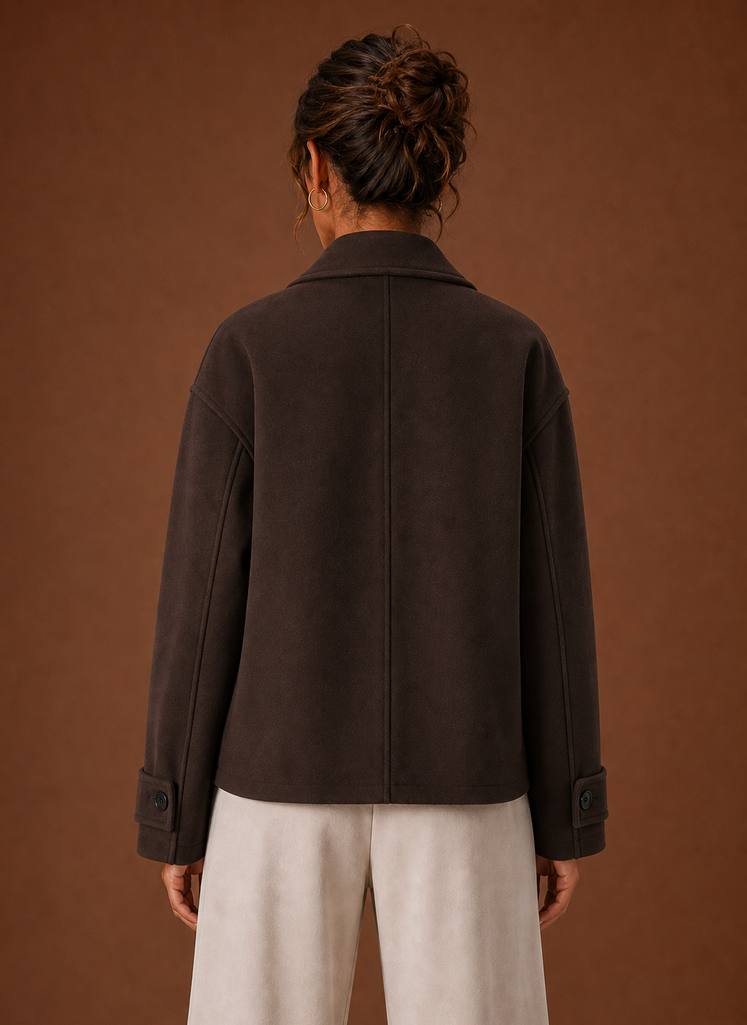 Hortense – Manteau Court Croisé Femme Larges Revers