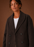 Hortense – Manteau Court Croisé Femme Larges Revers