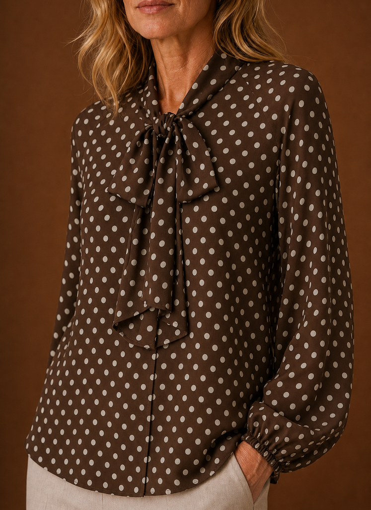 Colette – Chemisier à Pois Femme Manches Longues