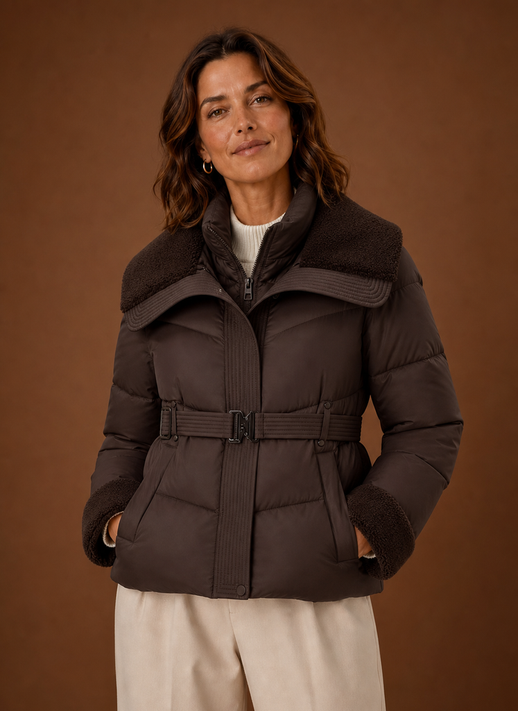Solène – Doudoune Ceinturée Femme Taille Marquée