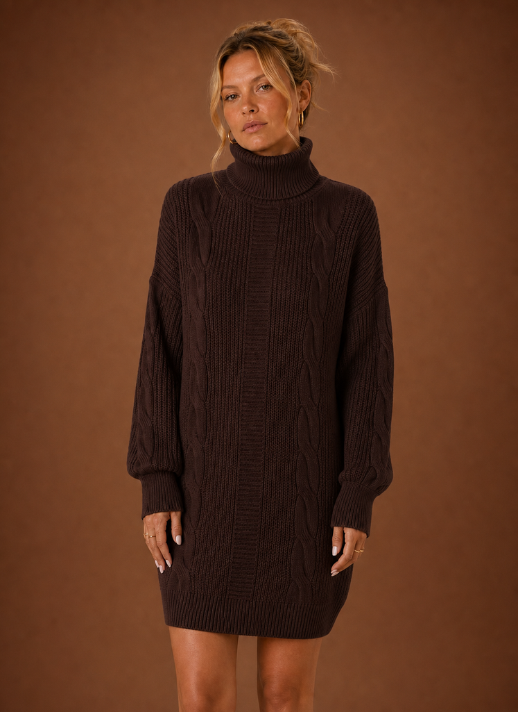 Alpine – Robe Pull Col Roulé Femme en Maille