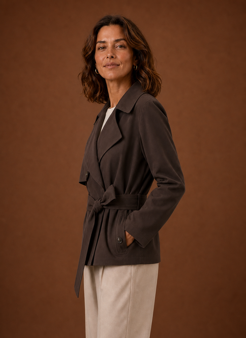 Agathe – Trench Court Ceinturé Femme