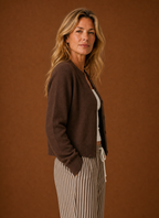Mélanie – Gilet Col Rond Boutonné Femme en Maille
