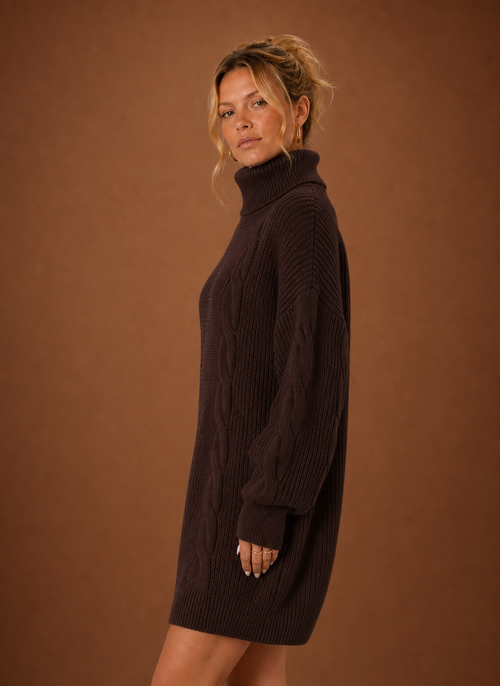 Alpine – Robe Pull Col Roulé Femme en Maille