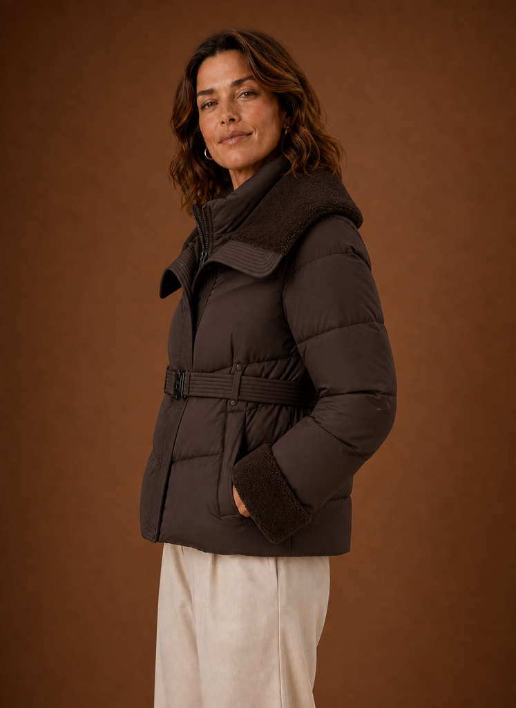 Solène – Doudoune Ceinturée Femme Taille Marquée
