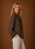 Colette – Chemisier à Pois Femme Manches Longues
