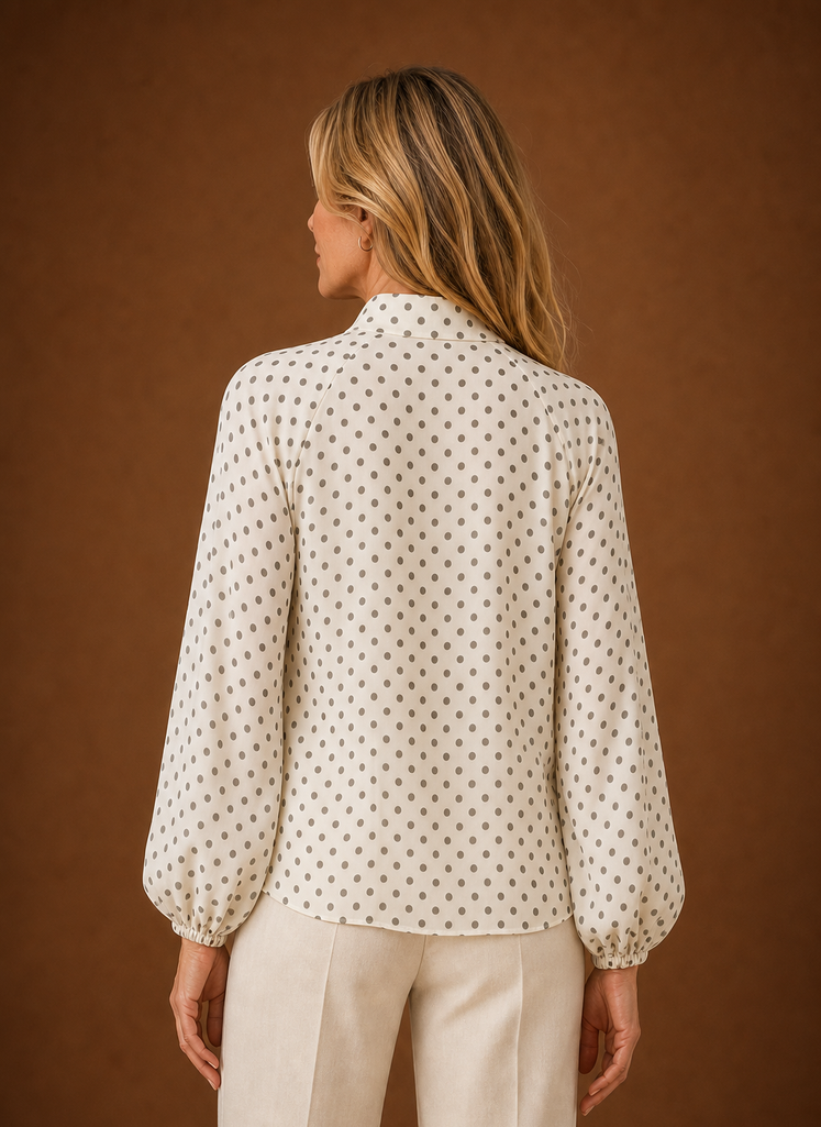 Colette – Chemisier à Pois Femme Manches Longues