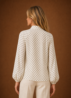 Colette – Chemisier à Pois Femme Manches Longues