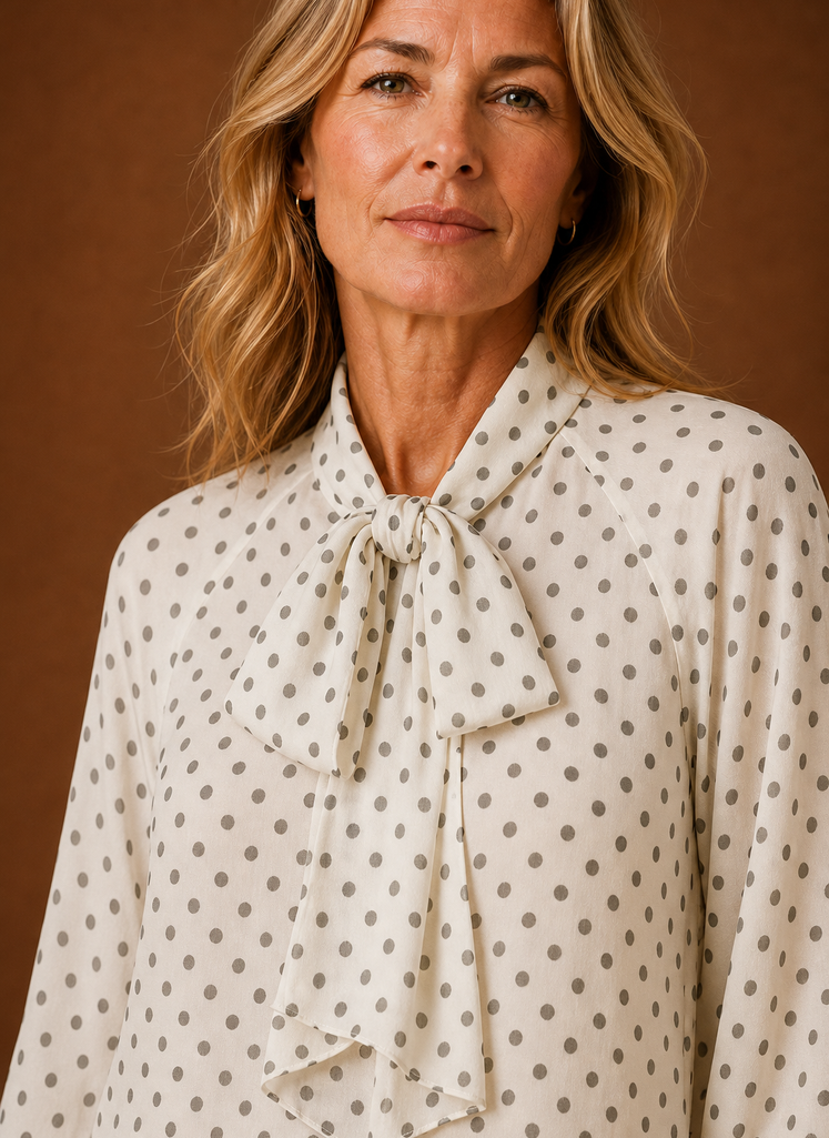 Colette – Chemisier à Pois Femme Manches Longues