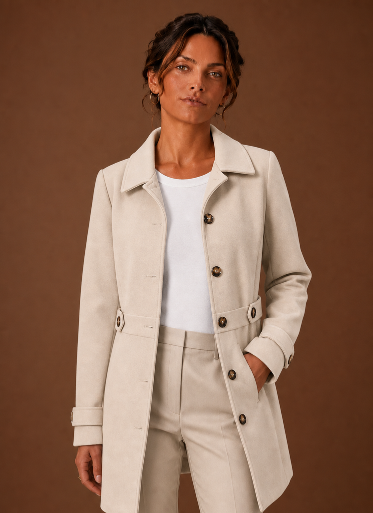 Odette – Trench Mi-Long Boutonné Femme