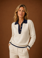 Adèle – Pull Col Polo Femme Patte Boutonnée