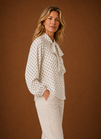 Colette – Chemisier à Pois Femme Manches Longues