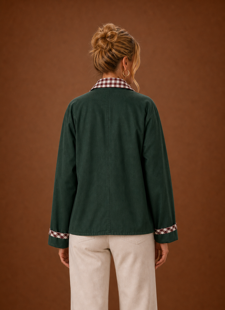 Juliette – Veste Workwear Femme Col Carreaux