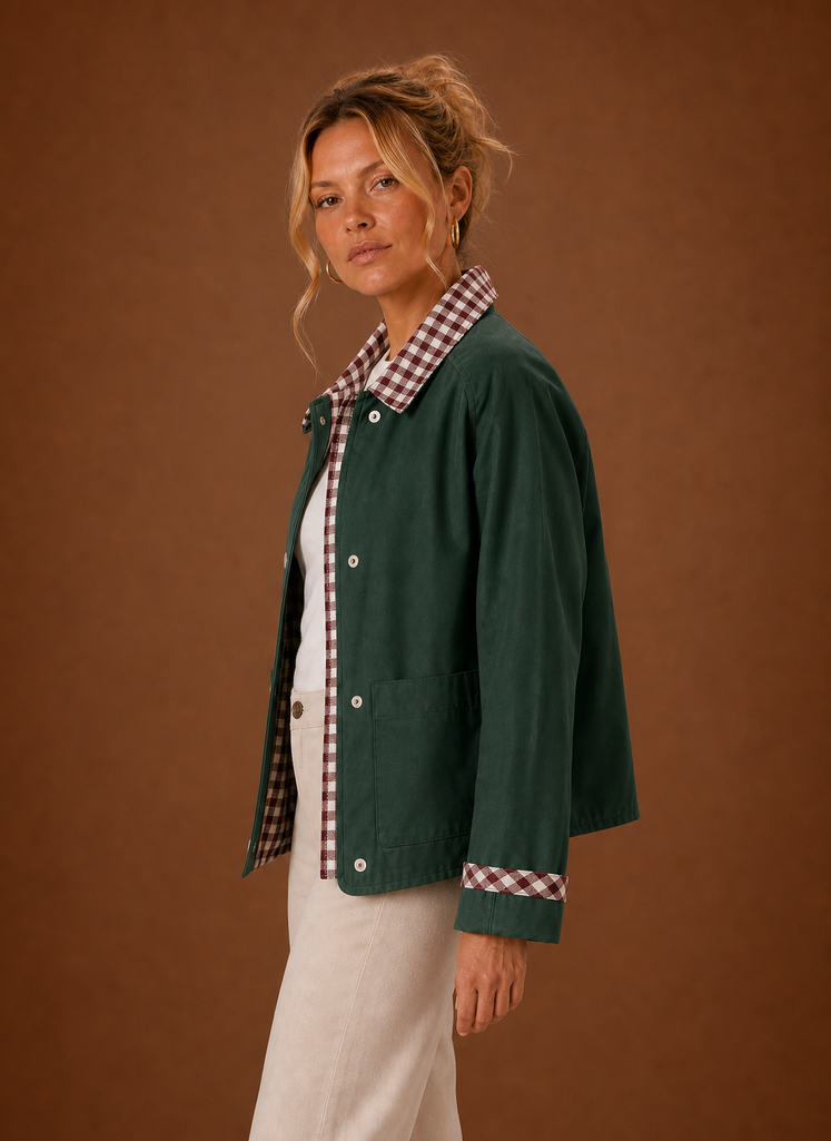 Juliette – Veste Workwear Femme Col Carreaux