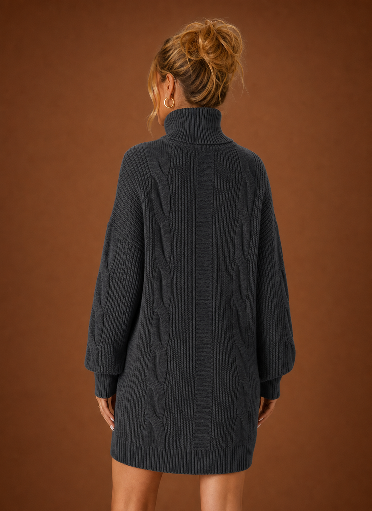 Alpine – Robe Pull Col Roulé Femme en Maille