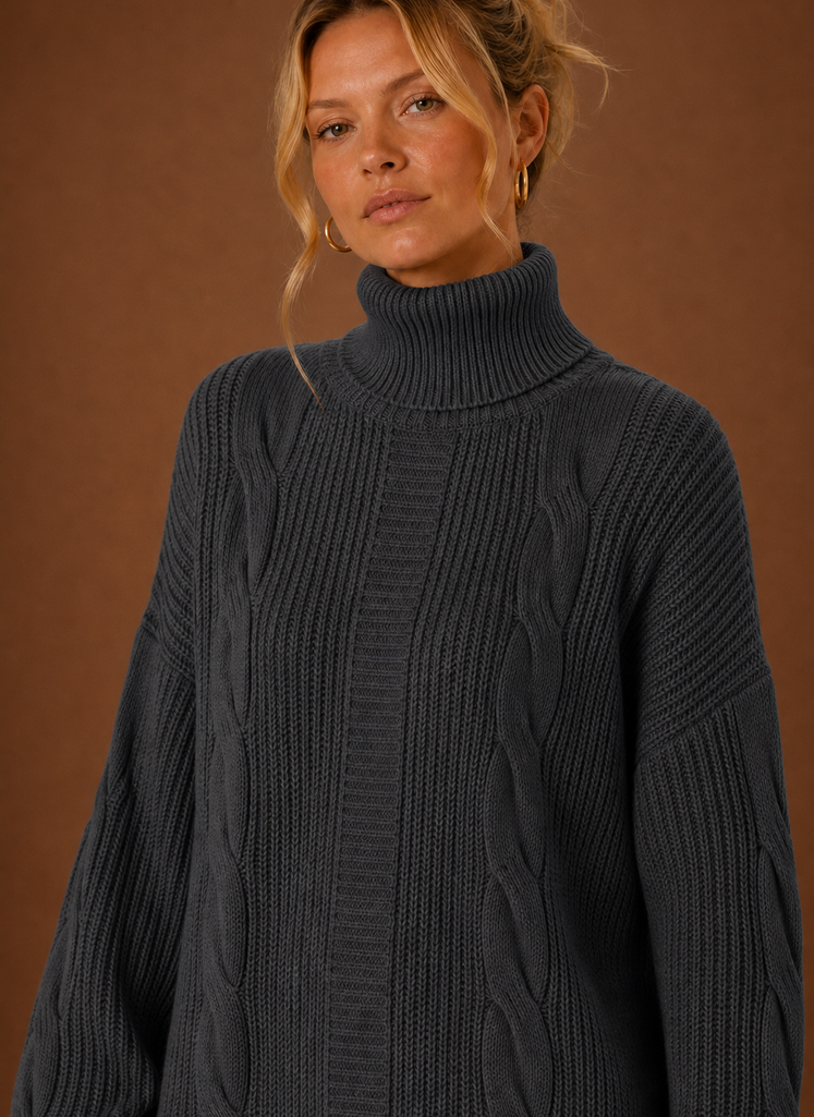 Alpine – Robe Pull Col Roulé Femme en Maille