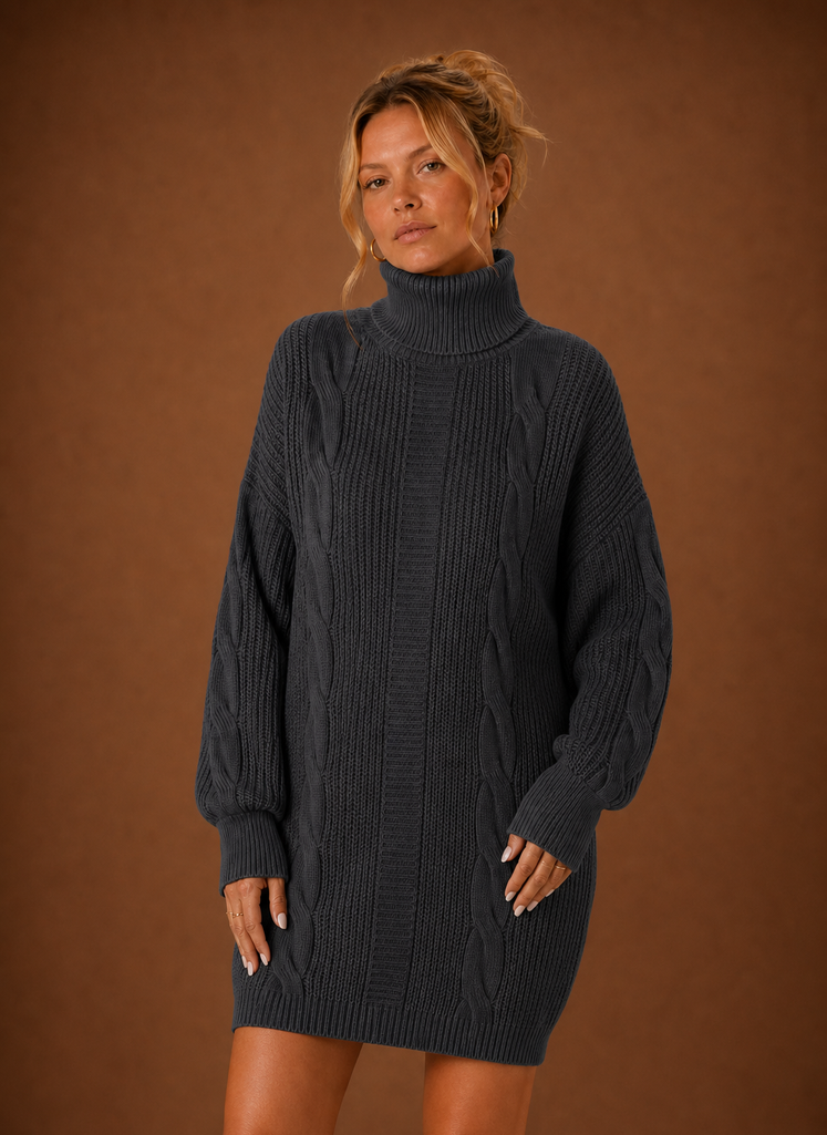 Alpine – Robe Pull Col Roulé Femme en Maille