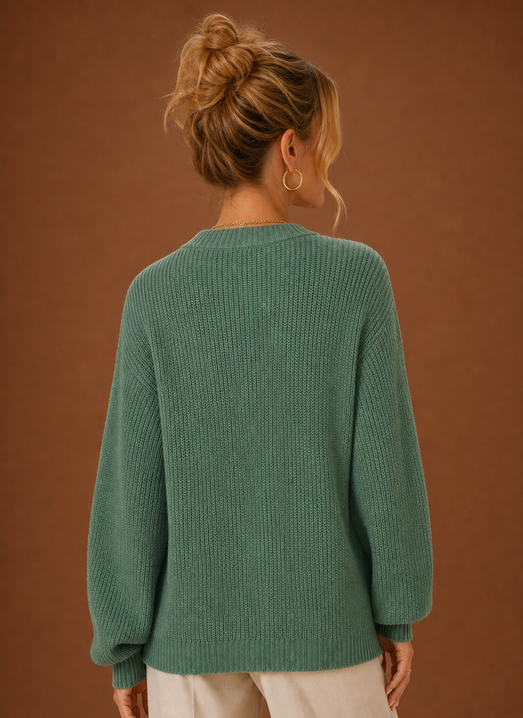 Héloïse – Gilet Col V Boutonné Femme en Maille