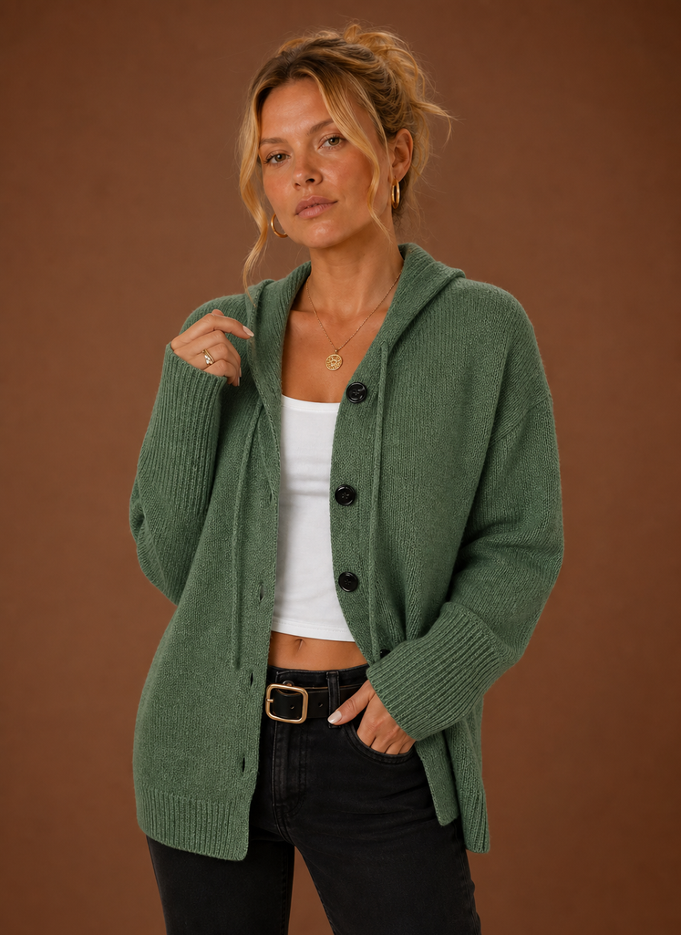 Clémence – Gilet Oversize Boutonné Femme en Maille