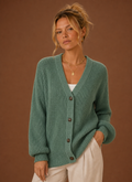 Héloïse – Gilet Col V Boutonné Femme en Maille