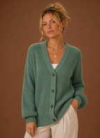 Héloïse – Gilet Col V Boutonné Femme en Maille