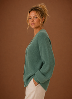 Héloïse – Gilet Col V Boutonné Femme en Maille