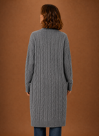 Chalet – Gilet Long à Capuche Maille Torsadée Femme