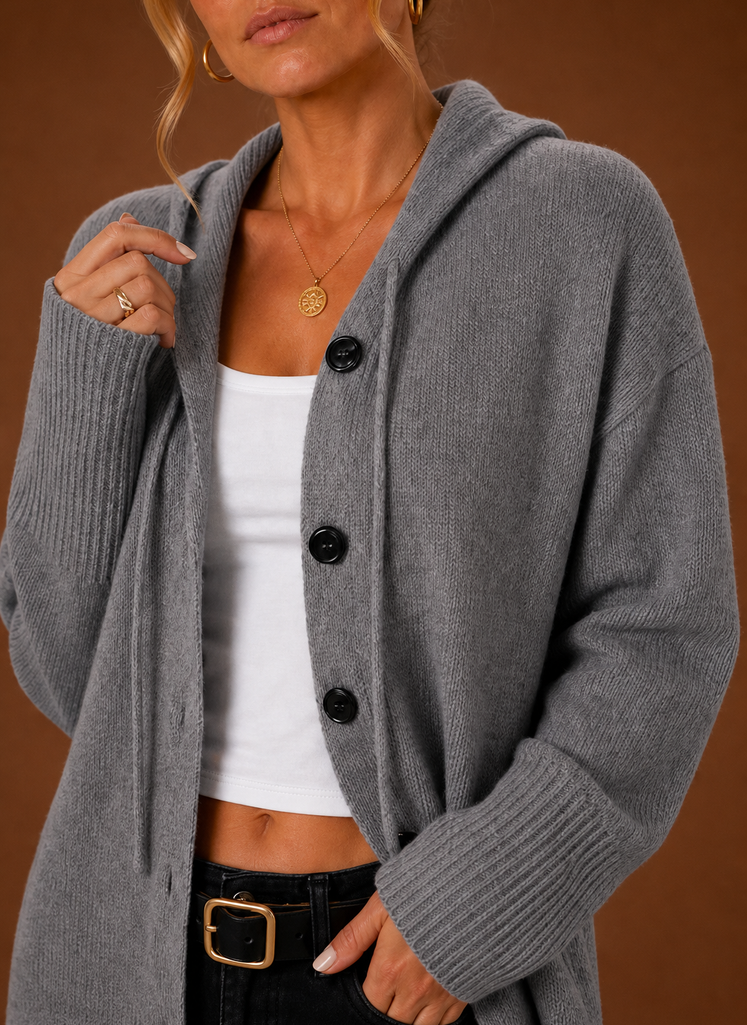 Clémence – Gilet Oversize Boutonné Femme en Maille