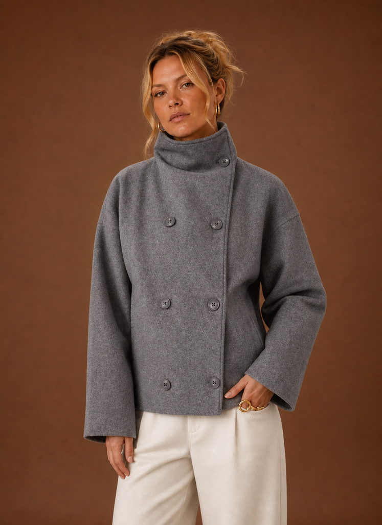 Margaux – Veste Col Cheminée Femme Coupe Ajustée
