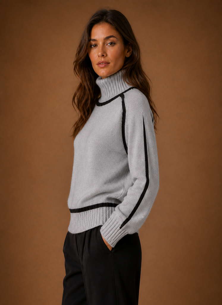 Ondine – Pull Col Roulé Laine Mélangée Femme