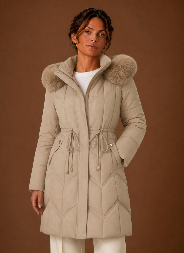Courchevel – Doudoune Longue Femme Capuche Fausse Fourrure