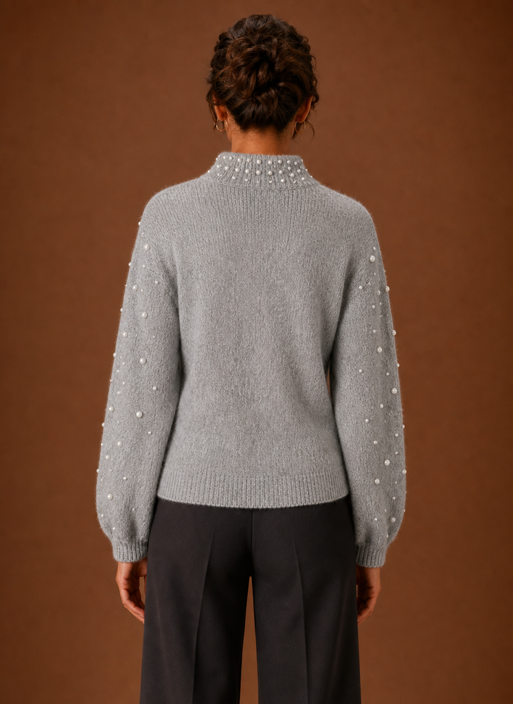 Nacre – Pull Femme Orné de Perles