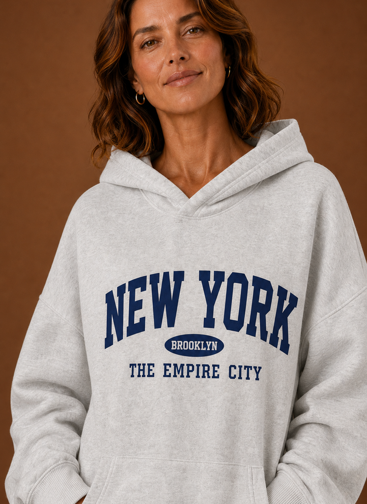 Manhattan – Sweat à Capuche Oversize Femme Imprimé New York