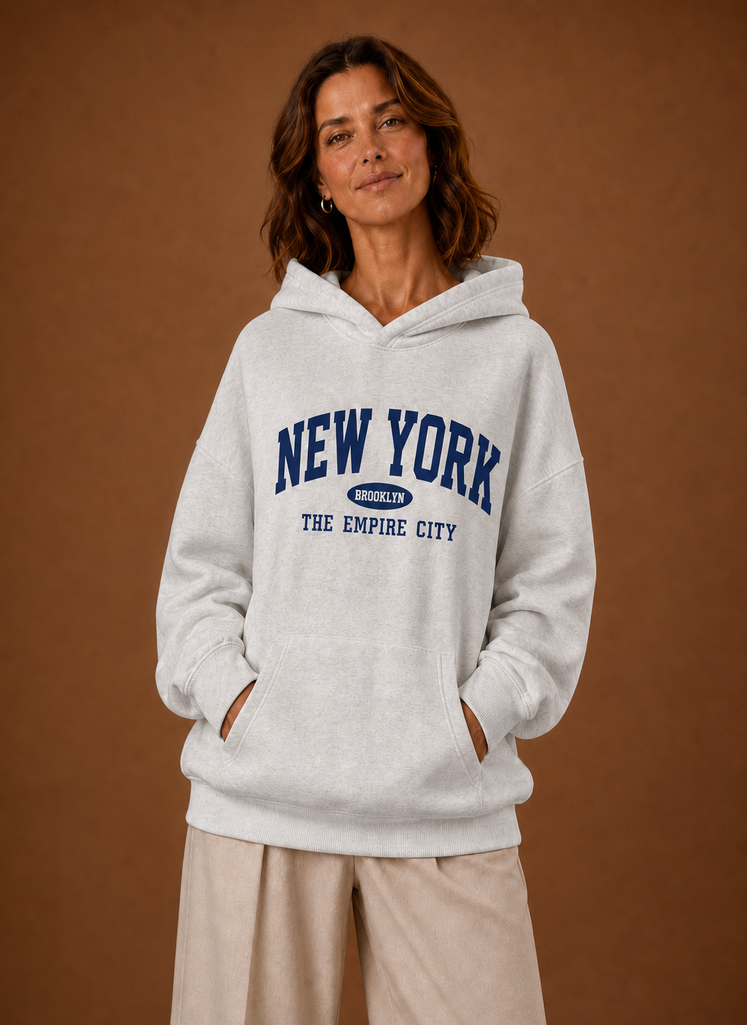 Manhattan – Sweat à Capuche Oversize Femme Imprimé New York