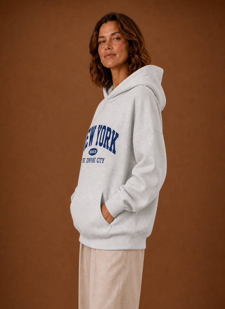 Manhattan – Sweat à Capuche Oversize Femme Imprimé New York