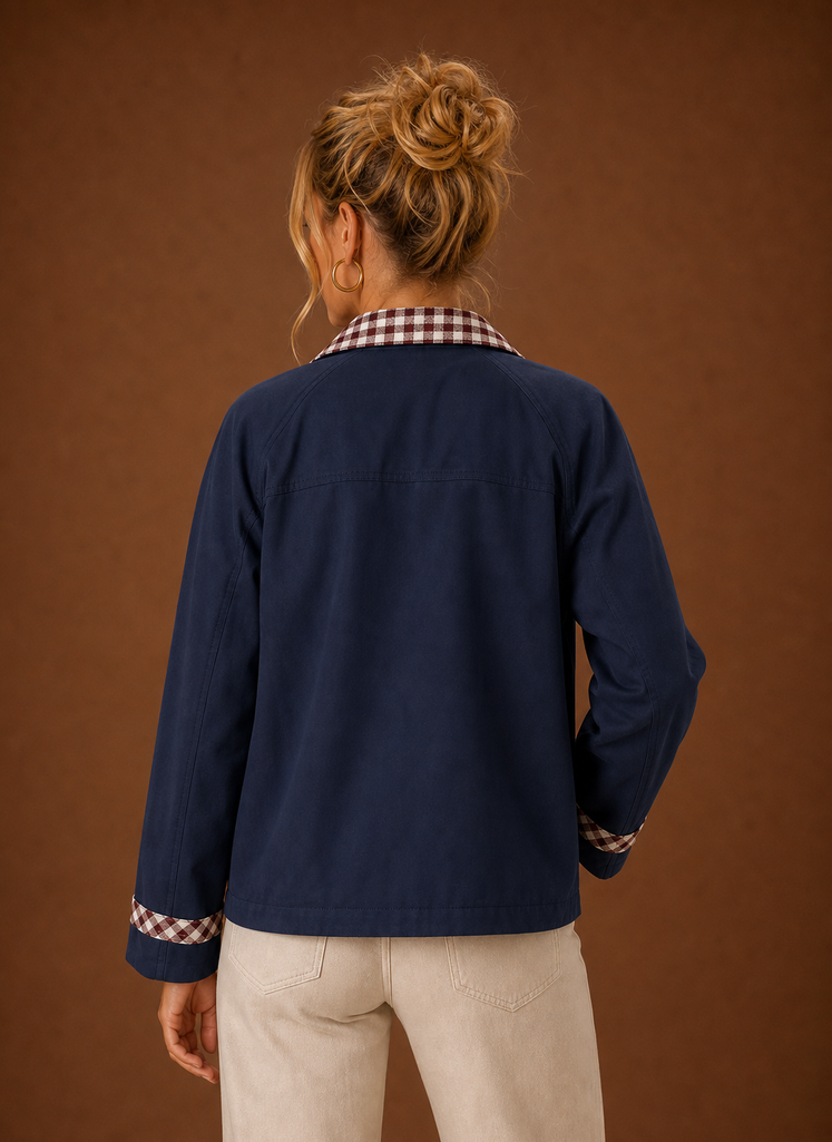 Juliette – Veste Workwear Femme Col Carreaux