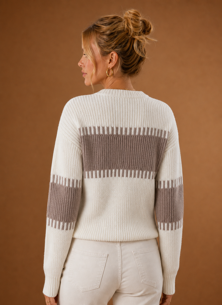 Élise – Pull Col Rond Femme Maille Fine