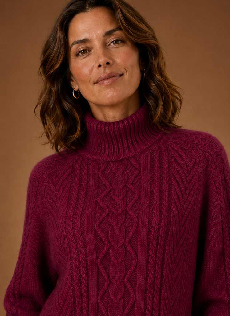 Cerise – Pull Maille Torsadée Femme