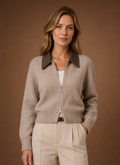 Gabrielle – Veste Zippée en Maille Femme Col Classique