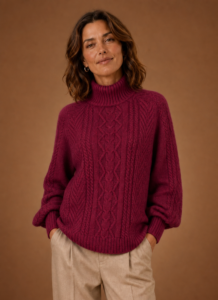 Cerise – Pull Maille Torsadée Femme