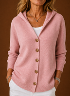Mathilde – Gilet à Capuche Boutonné Femme en Maille