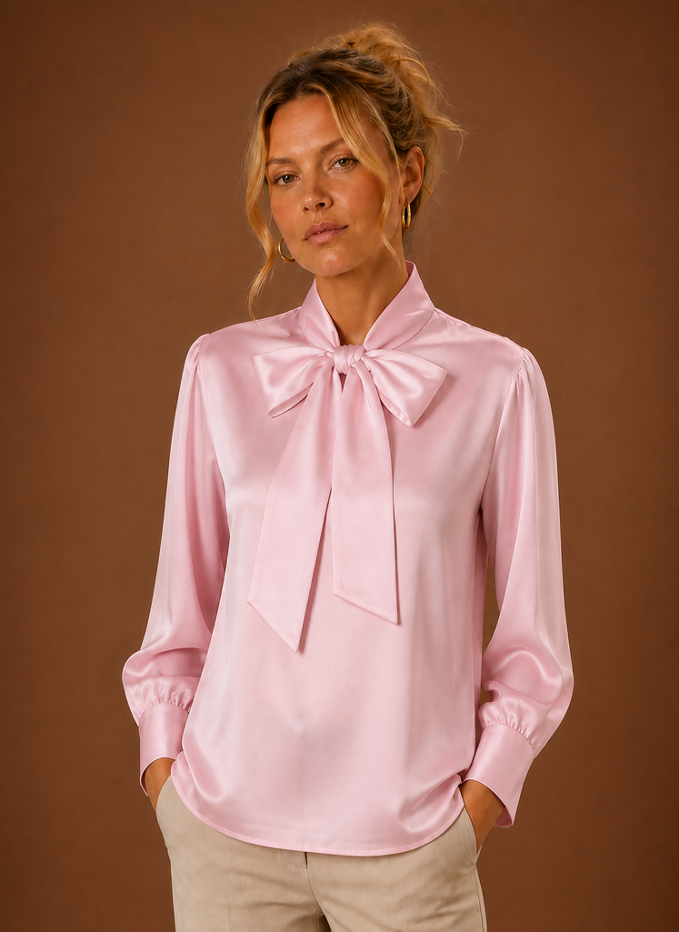 Sophie – Chemisier Effet Satin Femme Col Lavallière