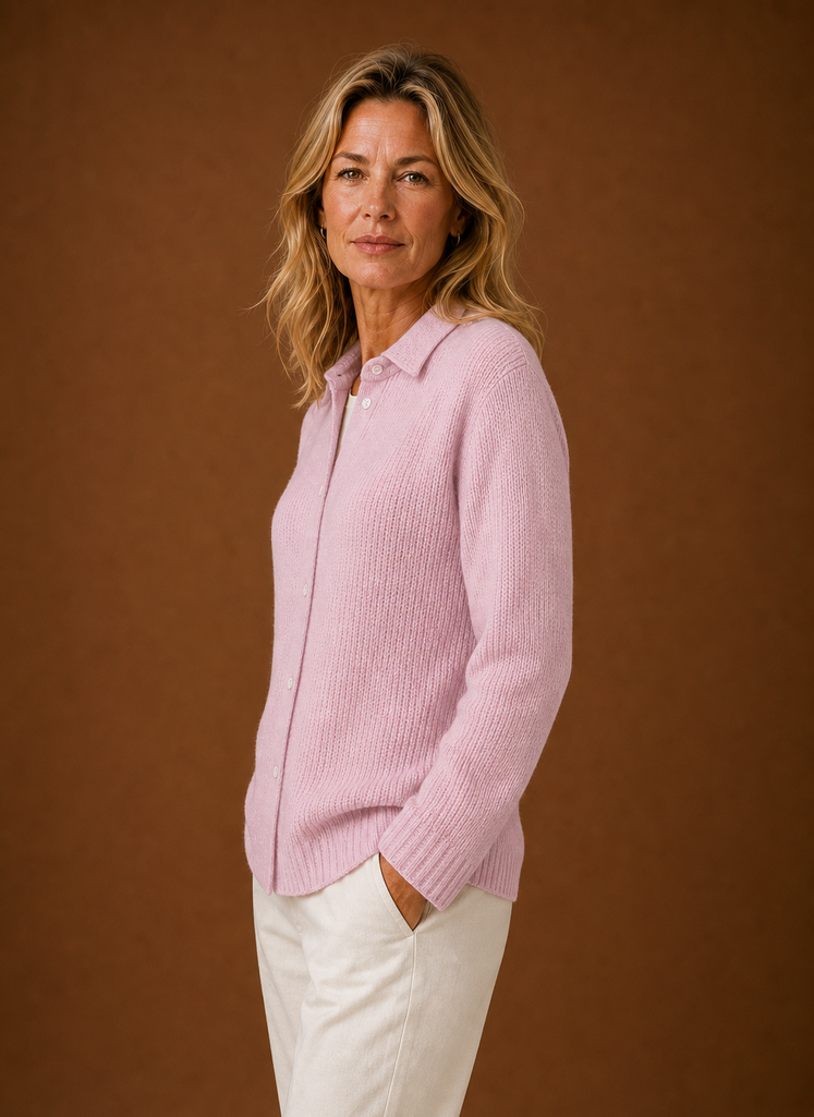 Pétale – Gilet Boutonné Femme en Maille